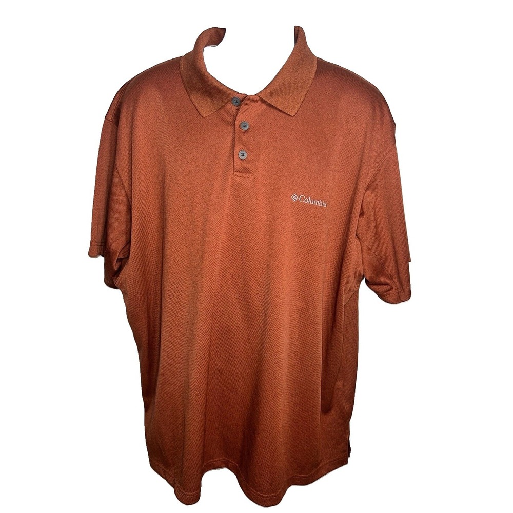 Columbia Men's 2X Rust Polo Shirt Short Sleeve Omni Shade Sun Protection LOGO